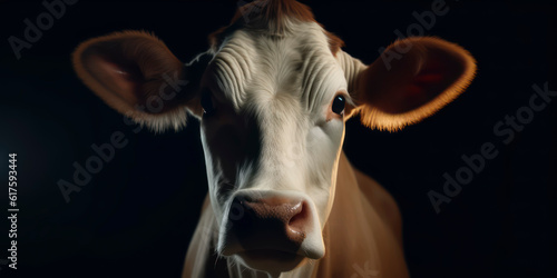 A portrait of a Cow wearing a business suit. AI Generated