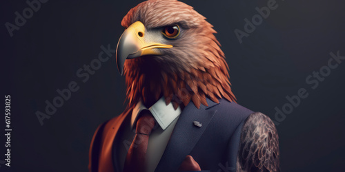 A portrait of a Eagle wearing a business suit. AI Generated