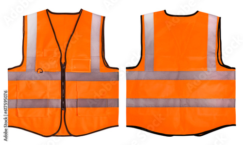 Tableau sur toile Safety Vest Reflective shirt beware, guard, traffic shirt, safety shirt, rescue, police, security shirt isolated on white background, With clipping path