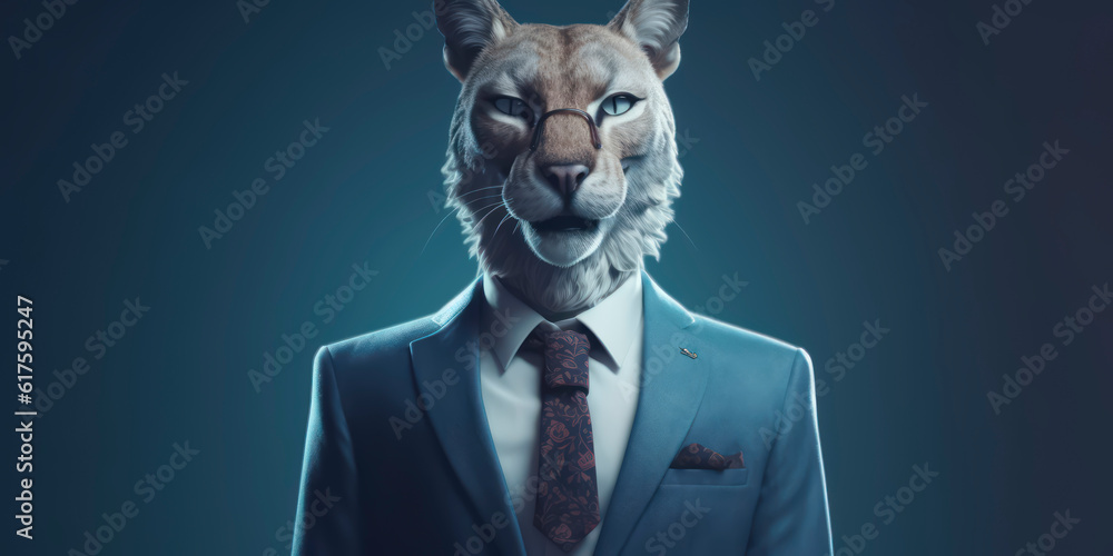 A portrait of a Lynx wearing a business suit. AI Generated A portrait of a Lynx wearing a business suit. AI Generated