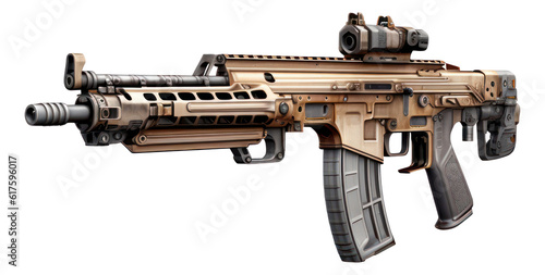 Submachine gun design 3d illustration isolated.
