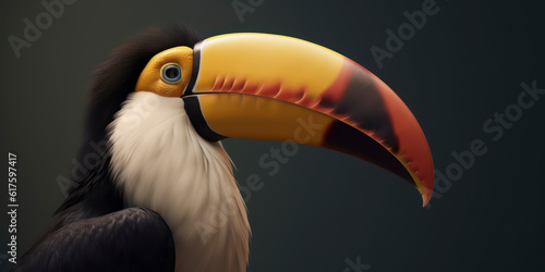 A portrait of a Toucan wearing a business suit. AI Generated