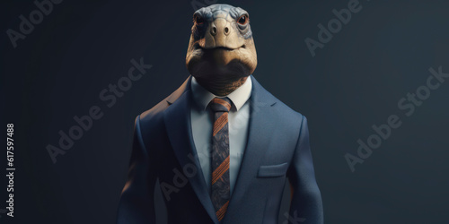 A portrait of a Turtle wearing a business suit. AI Generated © Fernando