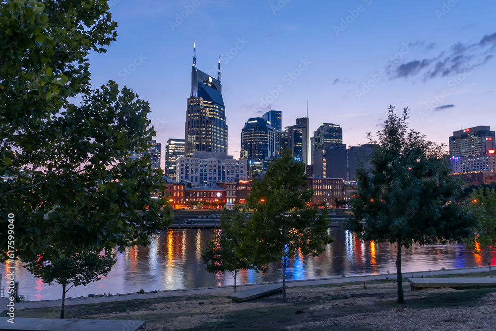 Nashville city Panorama. Cityscapes and office buildings