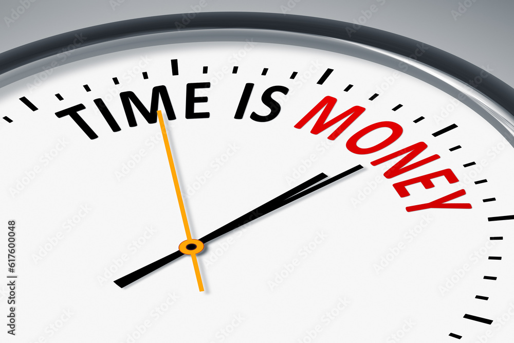 An image of a typical clock with text time is money An image of a typical clock with text time is money