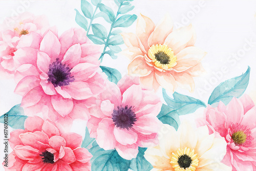 Beautiful watercolor floral art illustration