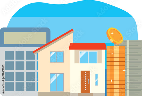 住宅とお金のイラスト