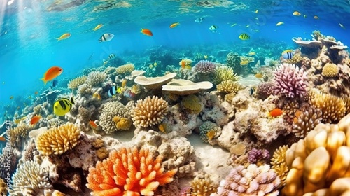 Red Sea Exploration: Delving into the Exquisite Underwater Scene with Exotic Fishes and Coral Reef © shahzaib