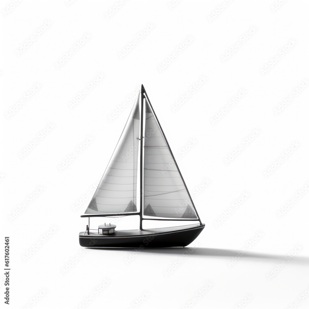Sailing boat on white background.