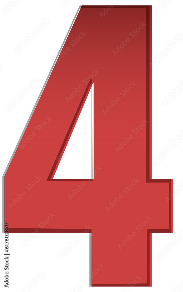 Fototapeta premium Red font, number 4