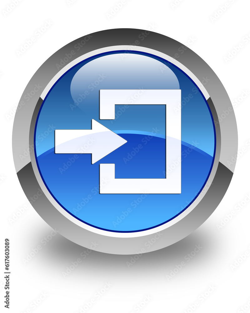 Login icon isolated on glossy blue round button abstract illustration Login icon isolated on glossy blue round button abstract illustration