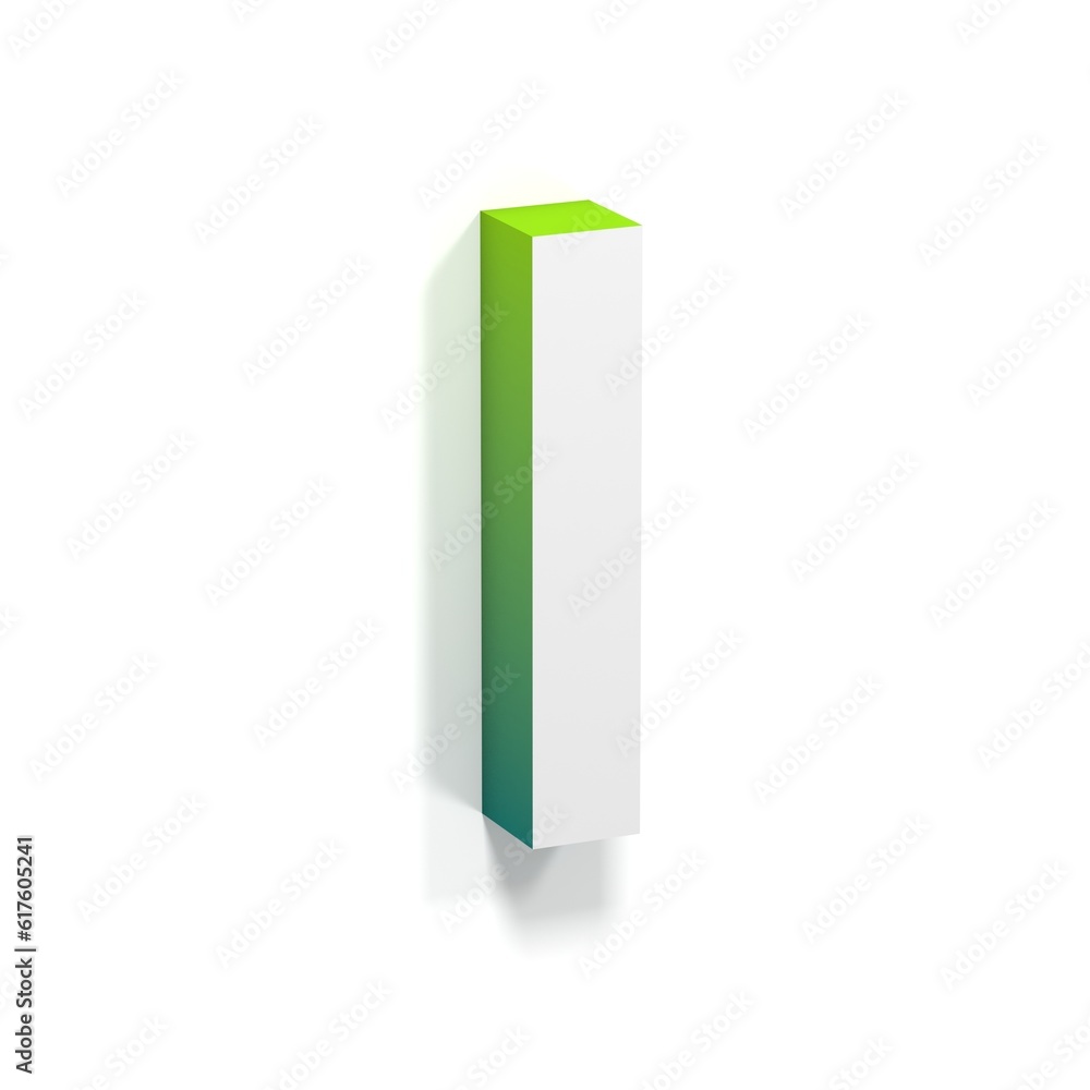 Green gradient and soft shadow font. Letter I. 3D render illustration isolated on white background Green gradient and soft shadow font. Letter I. 3D render illustration isolated on white background