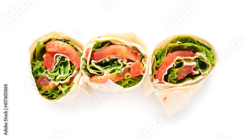 Tasty lavash rolls with tom...