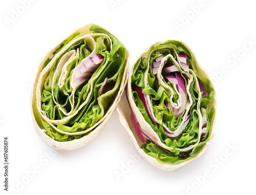 Tasty lavash rolls with oni...
