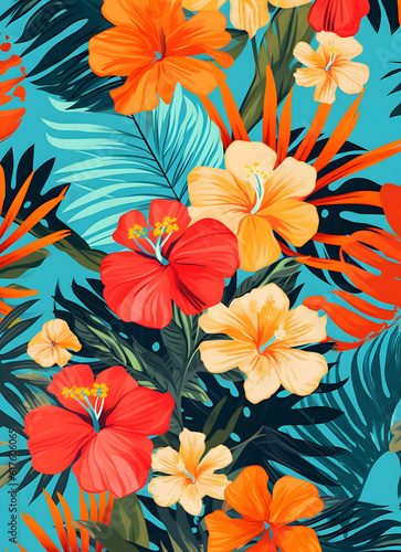 Floral Serenity: A Tropical Modern Pattern