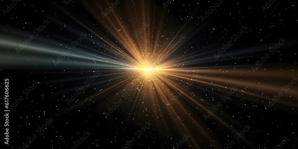 Digital lens flare isolated in black background