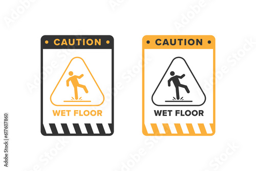 Wet floor icon vector design, signboard caution icon wet or slippery floor