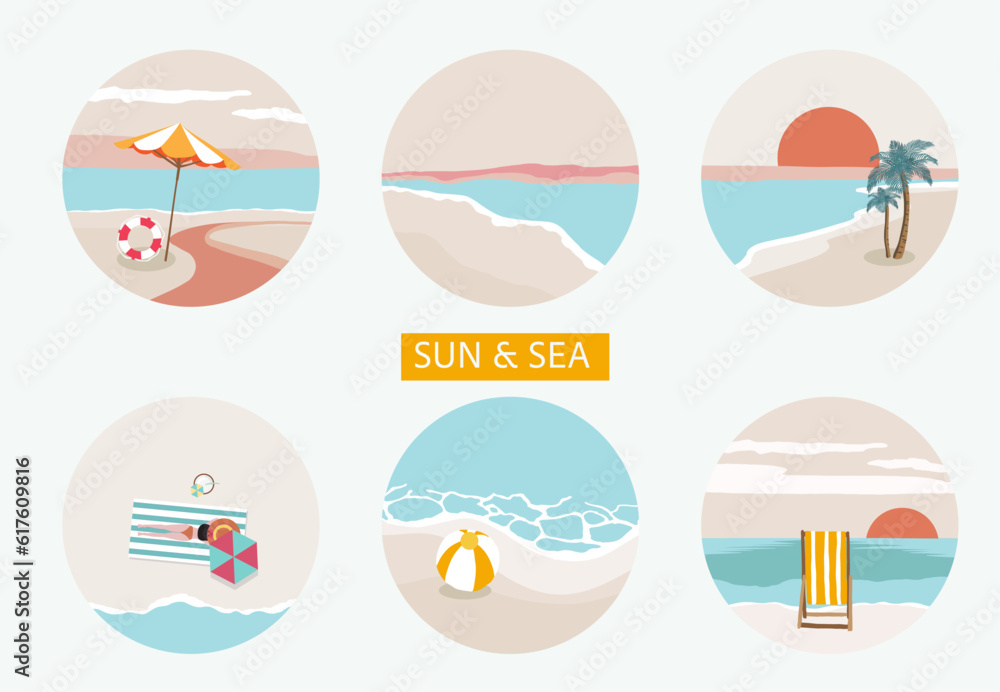 Summer background with sea and beach .Vector summer banner Summer background with sea and beach .Vector summer banner
