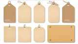 Old vintage brown paper tags isolated on white background, generative ai