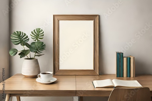 interior designs with table, lamp, and books with vase of flowers Generative Ai © zooriii arts