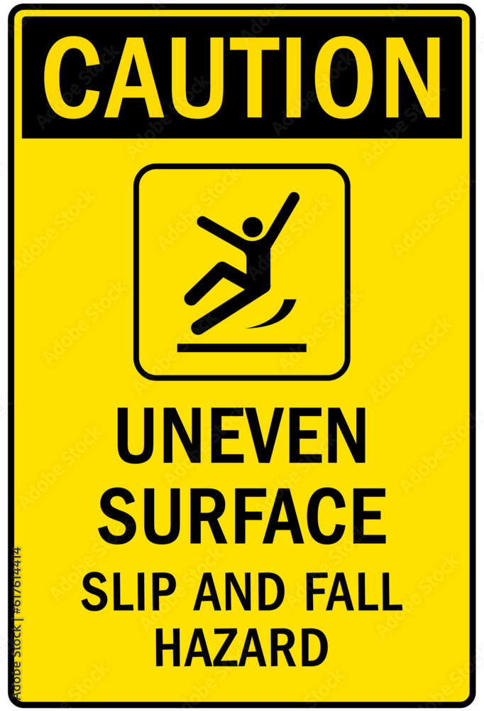 Slip and trip hazard sign and labels uneven surface Stock Vector ...