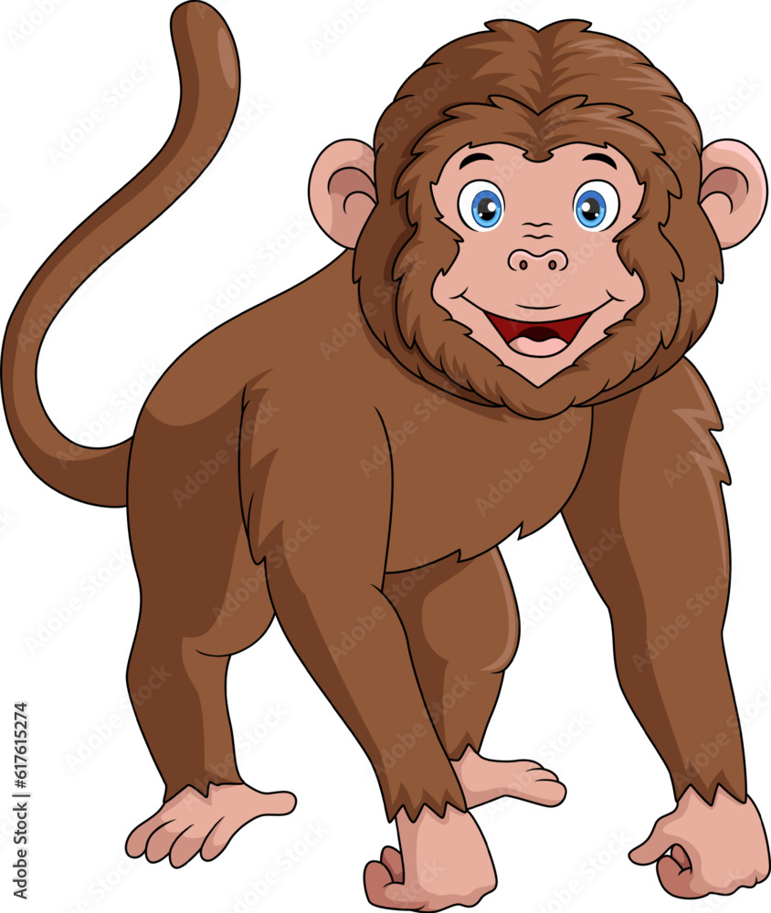 Obraz premium Cute baby monkey cartoon on white background