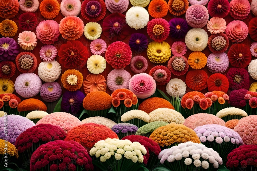 Beautiful flower wall background generated by AI tool