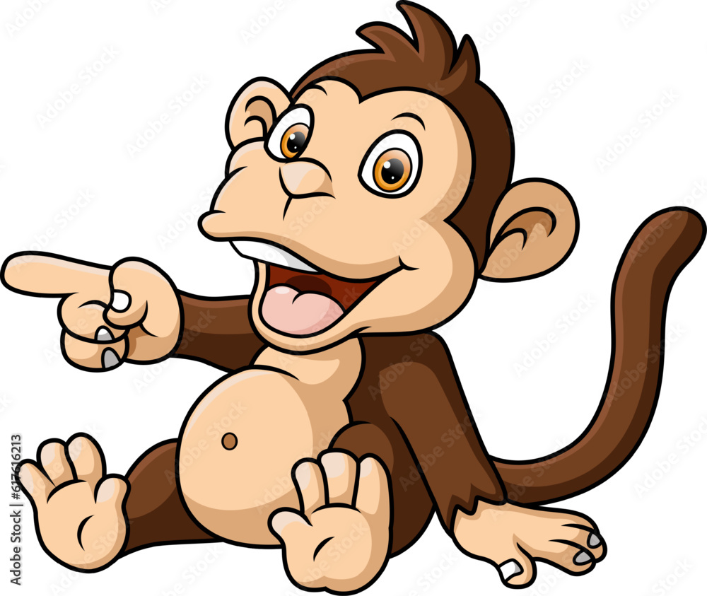 Obraz premium Cute baby monkey cartoon sitting