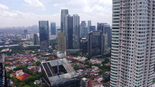 High-Rise Buildings On The Cityscape With Denpasar Residence In Kuningan, Karet Kuningan, Kecamatan Setiabudi, Jakarta, Indonesia. Aerial Shot photo