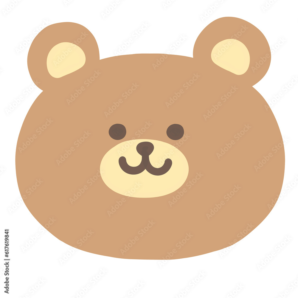 Cute Hand Drawn Smile Brown Grizzly Bear Face Cartoon Illustration Cute Hand Drawn Smile Brown Grizzly Bear Face Cartoon Illustration