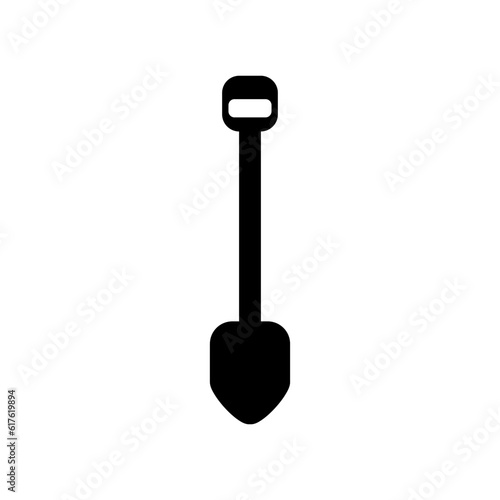 Camping shovel or scoop icon in silhouette mode. Vector illustration of summer camp equipment in trendy style. Editable graphic resources for many purposes.