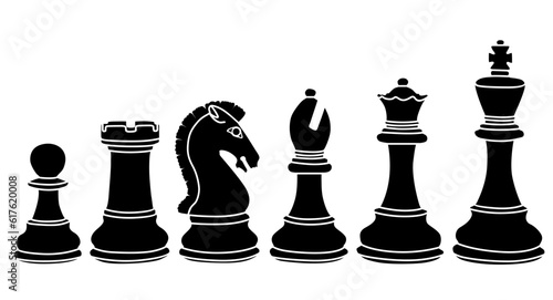 Set collections black chess pieces silhouettes icon design vector Illustration