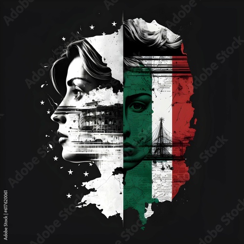 Italy Differentiated Autonomy Italy no thanks you have to unite instead of differentiating ultra high definition hyper detailed blach and white stencil picture ar 169  photo