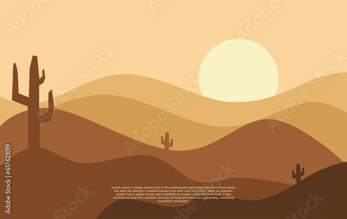 illustration of a minimalist landscape with a horizontal view of a mountain  moon and lake  suitable for wall art etc. flat design style. digital drawing