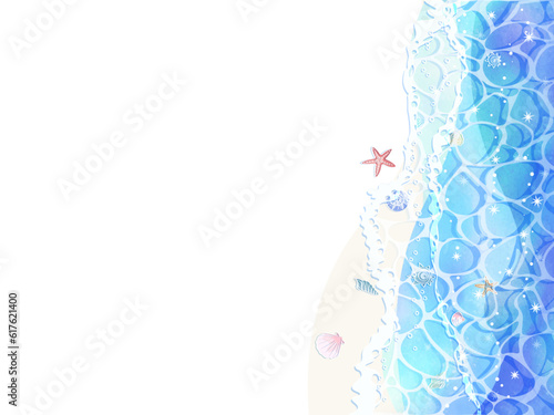 波打ち際のフレームのイラスト
