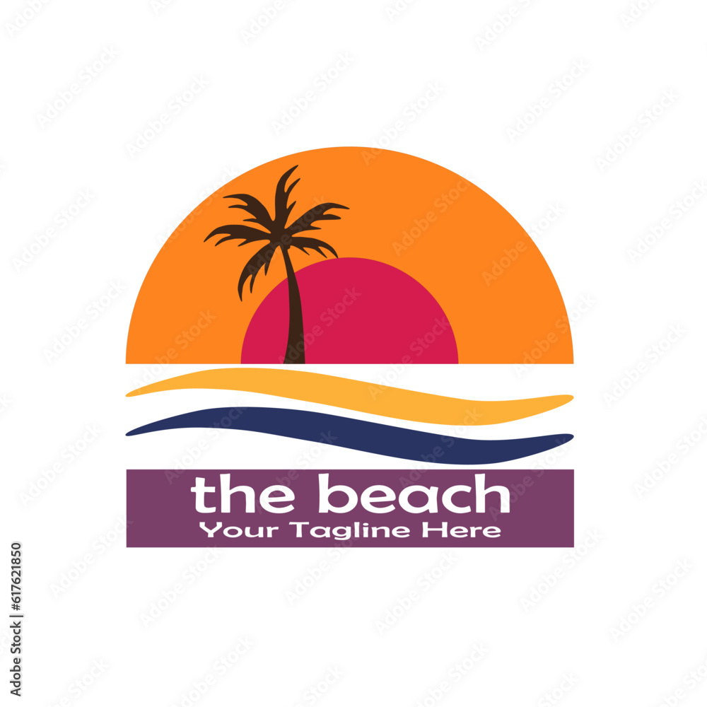 Summer beach logo design Vector