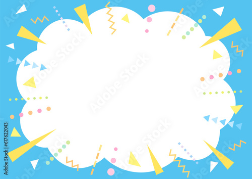 ブルーの幾何学模様のポップなフレーム