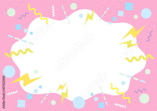 ピンクの幾何学模様のポップなフレーム