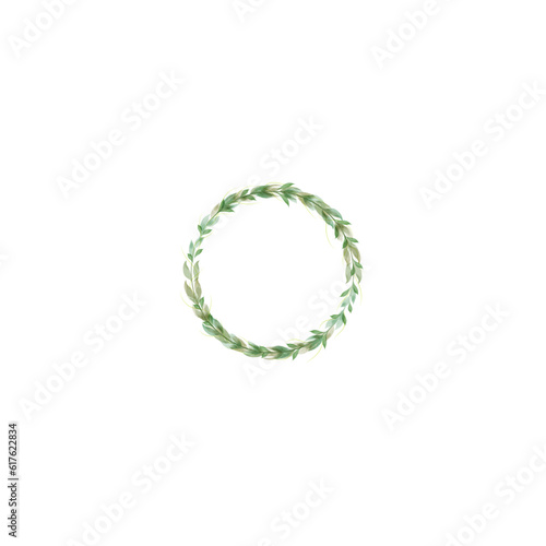 Round watercolor frame with floral elements