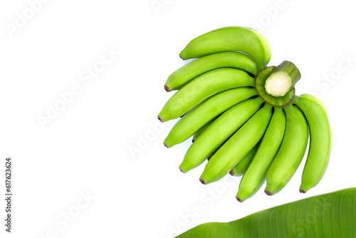 Green banana on white background © Bowonpat