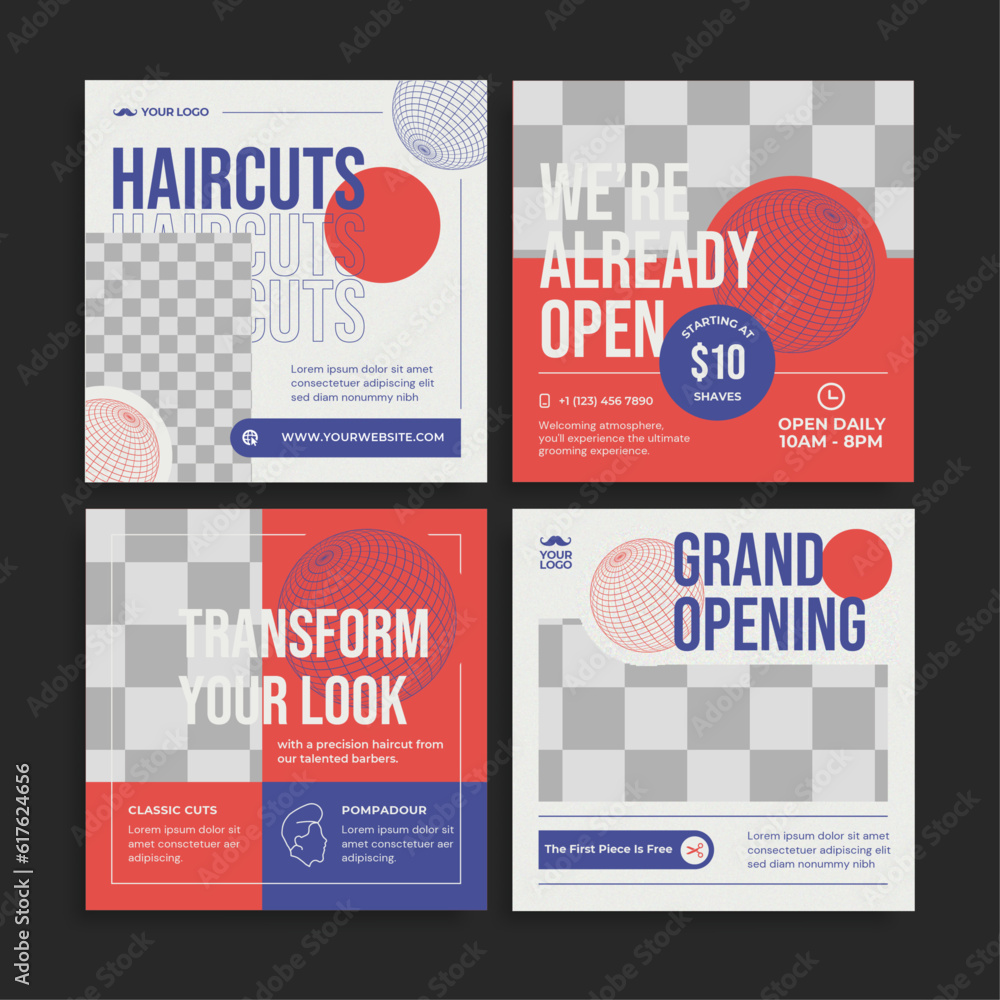 Fototapeta premium Barbershop Instagram Post Collection