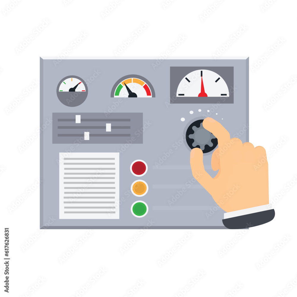 Control panel control. Turn on the remote control button, vector illustration Control panel control. Turn on the remote control button, vector illustration
