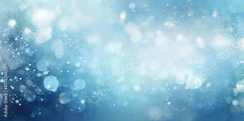 light blue bokeh background with lights and stars in the form of a shaped canvas light white and light beige Pale pink and light indigo add light, Christmas. © EnelEva