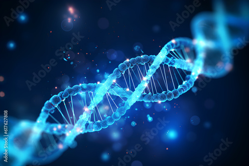blue DNA gene helix spiral molecule structure. Generative AI © santima.studio (02)