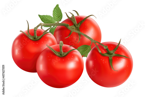 red tomatoes, transparent background (PNG). Generative AI.
