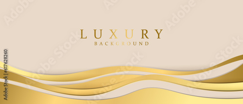 Luxury light brown abstract background combine with golden curve line.Vector illustration modern template design.