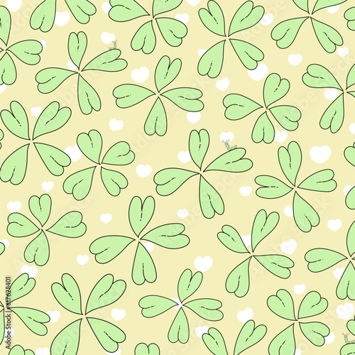 Cloverleaf background pattern. leaf background pattern. pastel abstact pattern. Summer pattern. Vector illustration.