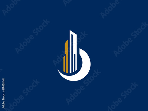 Initial Letter B Logo in vector for construction, home, real estate, building, property. Minimal awesome trendy professional logo design template on blue background.