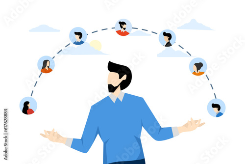 characters looking for great deals, get bonuses and cashback. Discount concept, customer service, online shopping, earn points, loyalty program, refer friends. Vector illustration in flat design.