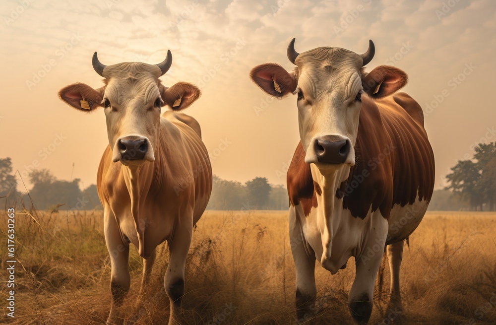 Pastured cows, cattle in an open field, natural farming. Pastured cows, cattle in an open field, natural farming.